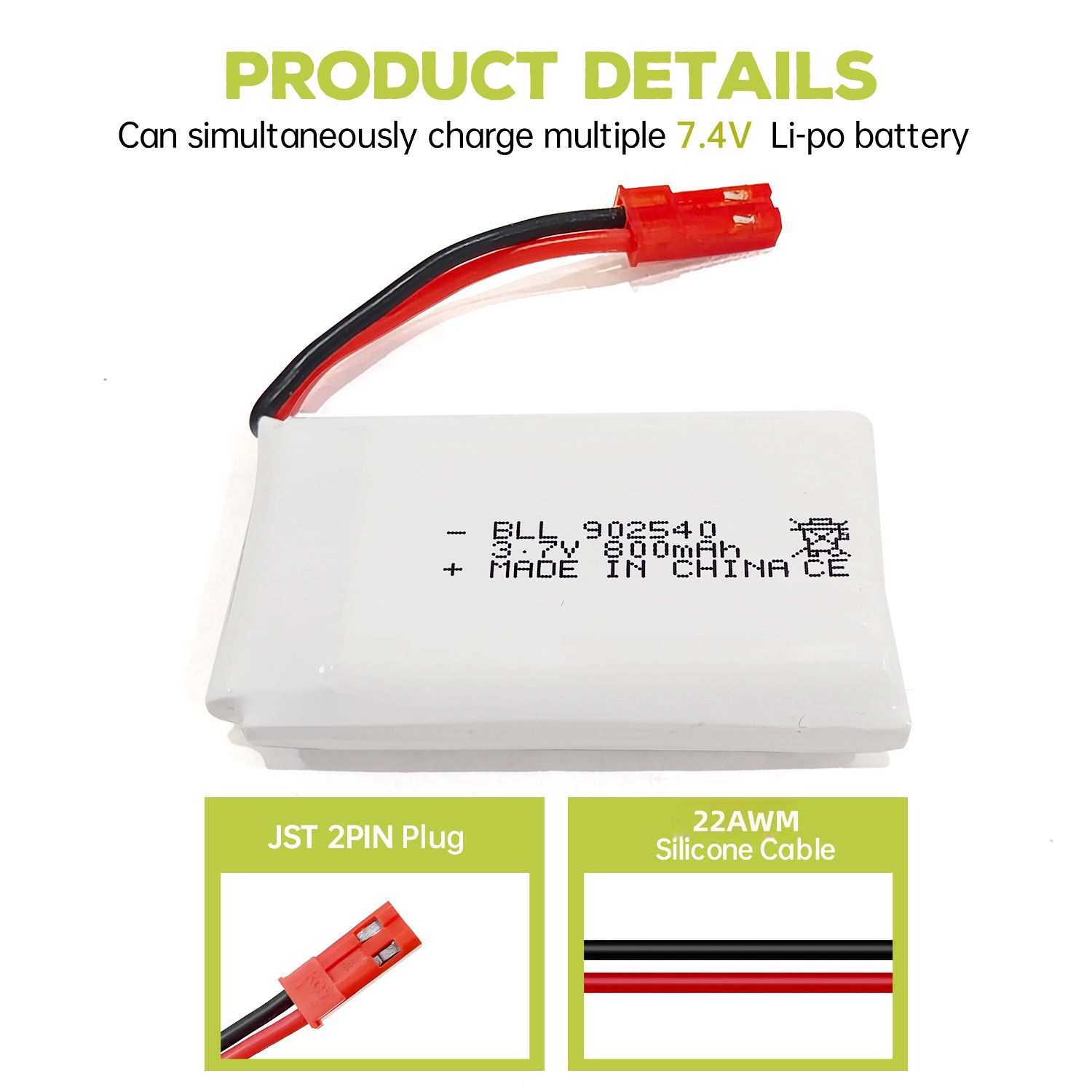 2PCS 3.7V 800mAh Lipo Batterij - Drone Mjx Rc recensie en prijs